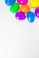 Perfect painted colorful handmade easter eggs isolated on a white background copy space, border, Holiday happy Easter concept