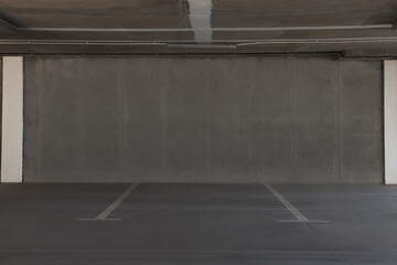 Car parking garage with white marking lines
