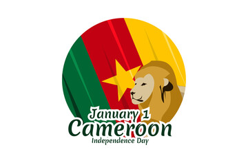 January 1, Independence day of Cameroon vector illustration. Suitable for greeting card, poster and banner.
