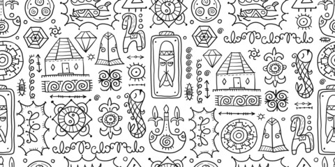 Traditional design elements of middle Asia for decoration of yurts. Nomadic ornament. Seamless Pattern for your design