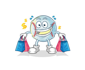 baseball shoping mascot. cartoon vector
