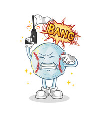 baseball warning shot mascot. cartoon vector