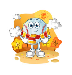 baseball in the autumn. cartoon mascot vector