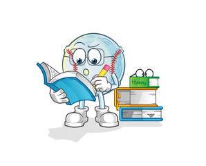 baseball studying mascot. cartoon vector