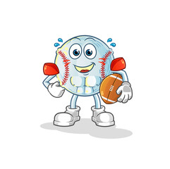 baseball playing rugby character. cartoon mascot vector