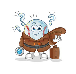 baseball detective vector. cartoon character