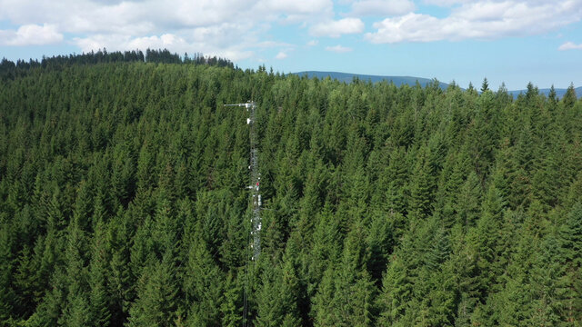Science station atmospheric research drone aerial weather meteorology international Bily Kriz sunshine pyranometer, mountain spruce eddy covariance, measurement solar radiation scientific