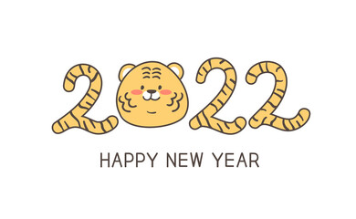 2022년 새해 연하장. 새해 일러스트 2022 호랑이 캐릭터 