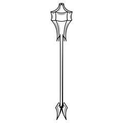 Abstract Black Simple Line Metal Mace Weapon Doodle Outline Element Vector Design Style Sketch Isolated On White Background Illustration For War, Battle