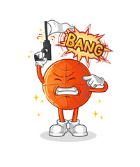 basketball warning shot mascot. cartoon vector