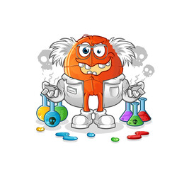 basketball mad scientist illustration. character vector