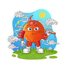 basketball samurai cartoon. cartoon mascot vector