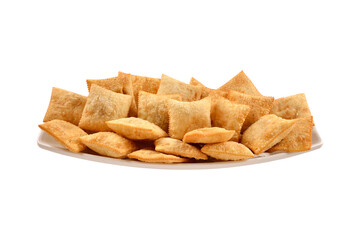 isolated mini pastries served on plate with white background