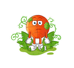 basketball waiting too long mascot. cartoon vector