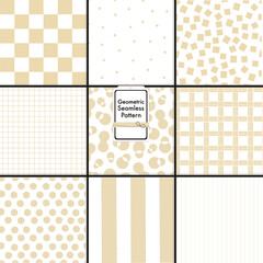 Fashion trends geometric beige seamless pattern for baby girl, shower party set