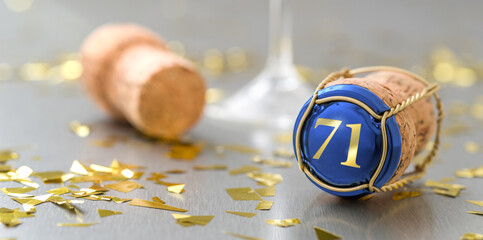 Champagne cap with the Number 71