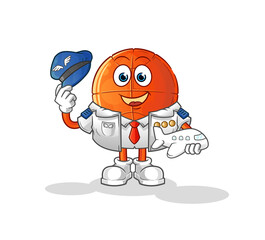 basketball pilot mascot. cartoon vector