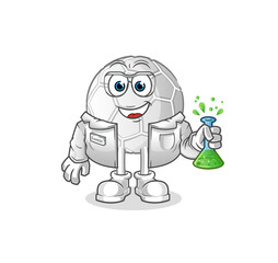 hand ball scientist character. cartoon mascot vector
