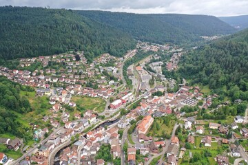 Landscape of Bad Wildbad in the Blackforest in Germany