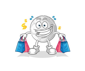 hand ball shoping mascot. cartoon vector