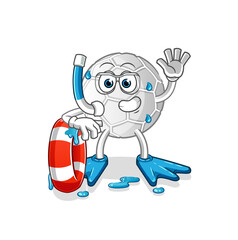 hand ball swimmer with buoy mascot. cartoon vector