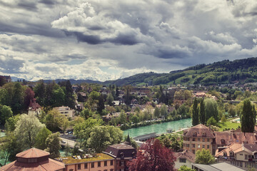Fototapeta na wymiar Old town of Bern in Switzerland in spring 2021
