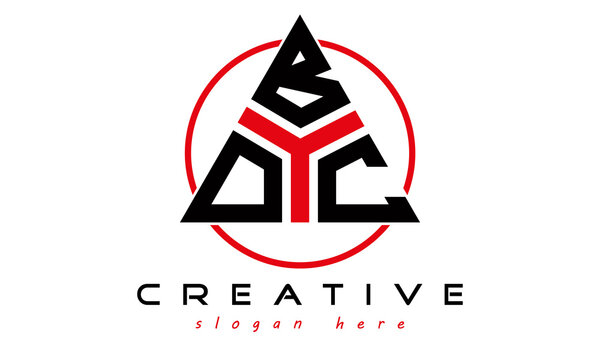 triangle badge with circle OBC letter logo design vector, business logo, icon shape logo, stylish logo template