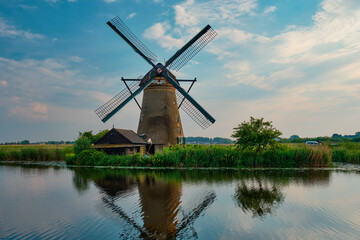 Windmills at Kinderdijk in Holland. Netherlands