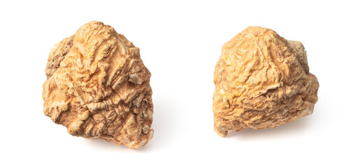 Dried yellow Maca roots isolated on white background