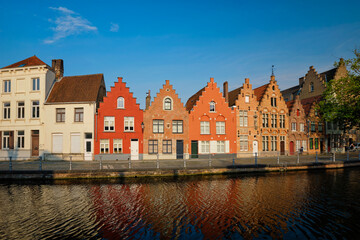 Naklejka premium Canal and old houses. Bruges Brugge , Belgium