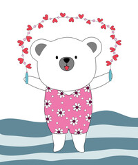 Vector illustration collection Of cute little bears designed with doodle style in valentine's theme. For cards, covers, backgrounds, t-shirt designs, mugs, pillow patterns, prints, gifts and more 