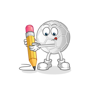 hand ball write with pencil. cartoon mascot vector