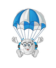 hand ball skydiving character. cartoon mascot vector