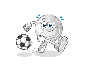 hand ball kicking the ball cartoon. cartoon mascot vector