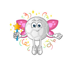hand ball fairy with wings and stick. cartoon mascot vector