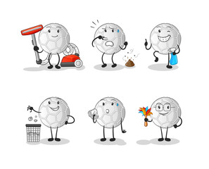 hand ball cleaning group character. cartoon mascot vector