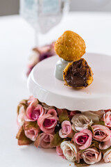 Delicious Sweet Bakery Patisserie Food Menu Gourmet Meal Dessert Chocolate Strawberry Lemon Flour Cake Pie Piece Chicken Fry Cheese Pizza Bread Still Product Carnival Mardi Gras Theme