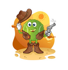 tennis ball cowboy with gun character vector