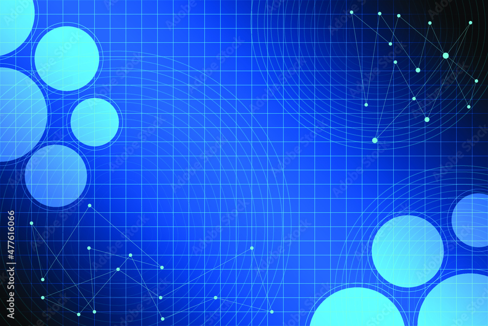 Poster blue abstract redial redio line illustration with perspective grid in back. technology background wi