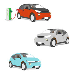 Naklejka premium 電気自動車の素材セット