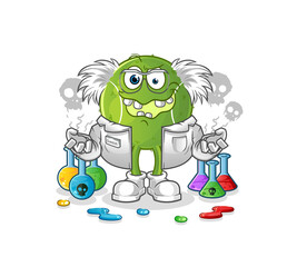 tennis ball mad scientist illustration. character vector