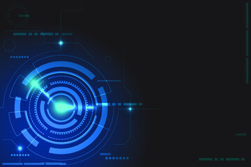 Blue spilt redial template with line and dot connection. Abstract template with redial circle and network. Social Commnunication with internet concept. 