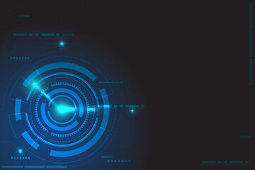 Blue spilt redial template with line and dot connection. Abstract template with redial circle and network. Social Commnunication with internet concept. 