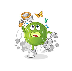 Obraz premium tennis ball catch butterfly illustration. character vector