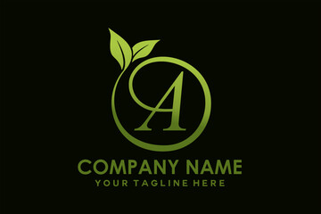 letter A with leaf decoration