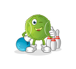 tennis ball play bowling illustration. character vector