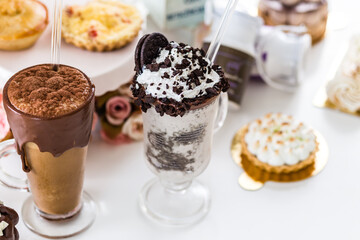 Delicious Sweet Bakery Patisserie Food Menu Gourmet Meal Dessert Chocolate Strawberry Lemon Flour Cake Pie Piece Chicken Fry Cheese Pizza Bread Still Product Carnival Mardi Gras Theme