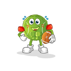 tennis ball playing rugby character. cartoon mascot vector
