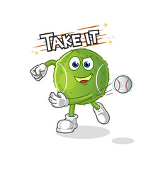 tennis ball throwing baseball vector. cartoon character