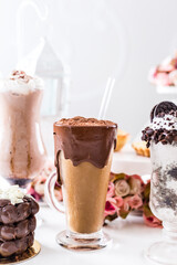 Delicious Sweet Bakery Patisserie Food Menu Gourmet Meal Dessert Chocolate Strawberry Lemon Flour Cake Pie Piece Chicken Fry Cheese Pizza Bread Still Product Carnival Mardi Gras Theme